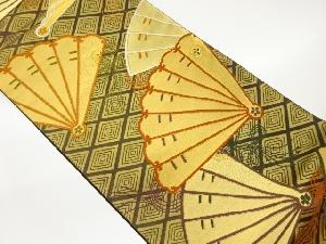 金彩檜扇に菱模様織出し袋帯